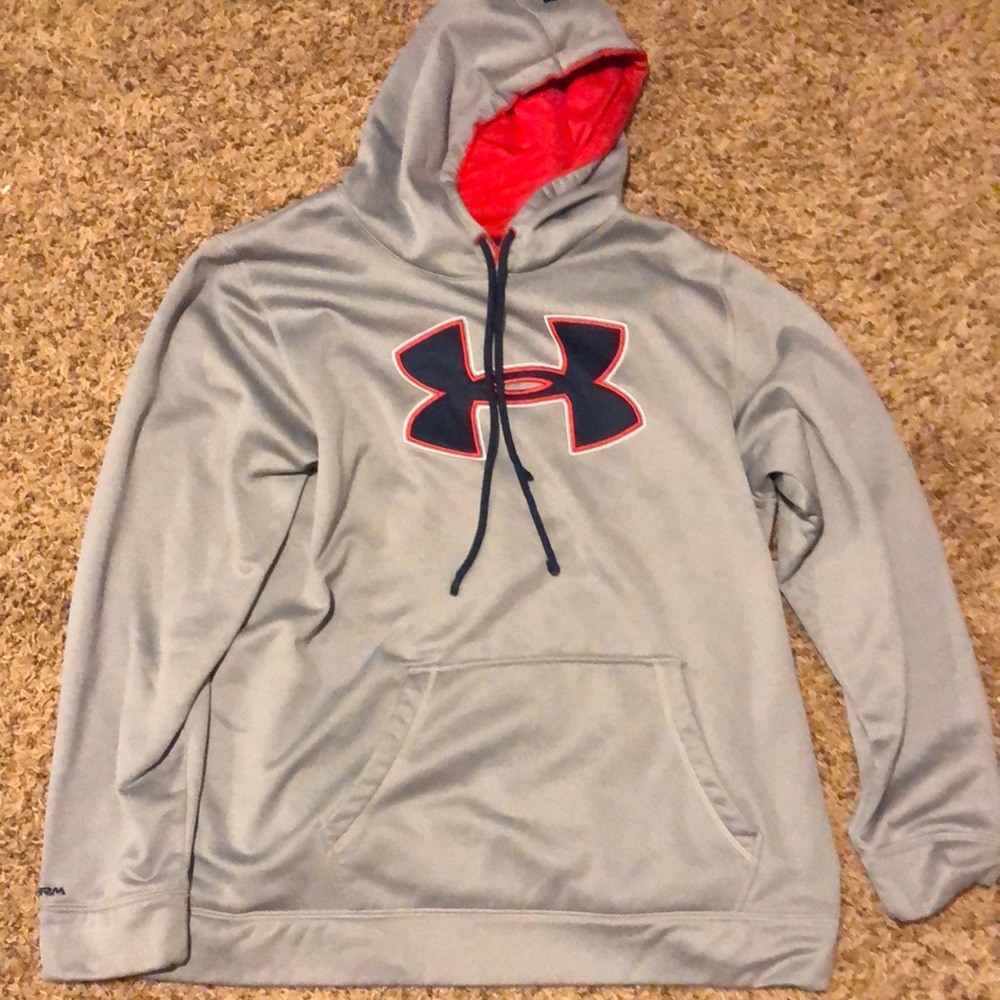 Red, Blue, and Grey Under Armour Sweatshirt, size 2XL